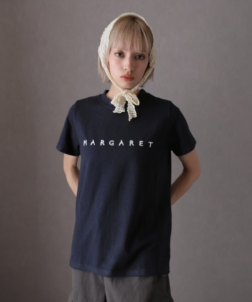Girly Doll(ガーリードール)の「フロントロゴ刺繍Tシャツ(Tシャツ/カットソー・レディース・オフホワイト/ネイビー・F)」の8枚目の写真