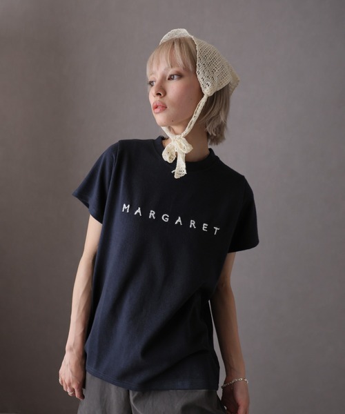 Girly Doll(ガーリードール)の「フロントロゴ刺繍Tシャツ(Tシャツ/カットソー・レディース・オフホワイト/ネイビー・F)」の9枚目の写真