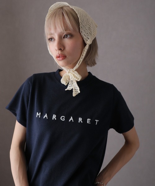 Girly Doll(ガーリードール)の「フロントロゴ刺繍Tシャツ(Tシャツ/カットソー・レディース・オフホワイト/ネイビー・F)」の10枚目の写真