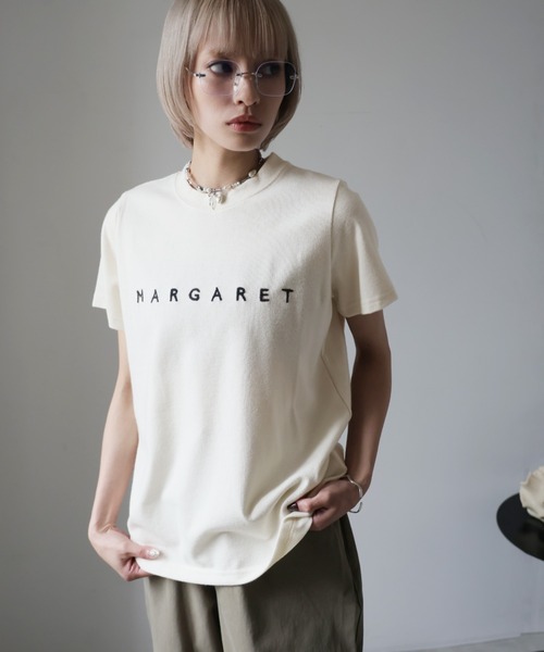 Girly Doll(ガーリードール)の「フロントロゴ刺繍Tシャツ(Tシャツ/カットソー・レディース・オフホワイト/ネイビー・F)」の18枚目の写真