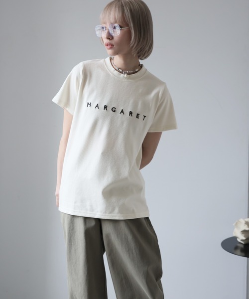Girly Doll(ガーリードール)の「フロントロゴ刺繍Tシャツ(Tシャツ/カットソー・レディース・オフホワイト/ネイビー・F)」の21枚目の写真