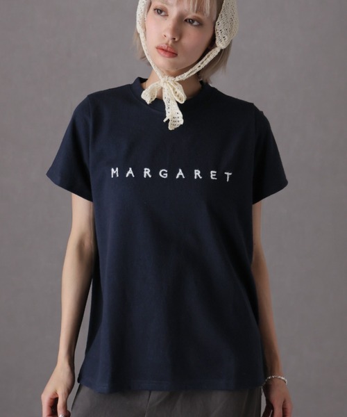 Girly Doll(ガーリードール)の「フロントロゴ刺繍Tシャツ(Tシャツ/カットソー・レディース・オフホワイト/ネイビー・F)」の6枚目の写真