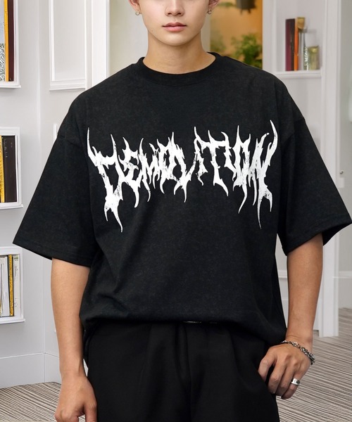 黒猫T ワイド トップス 半袖 グラフィック Tシャツ（Tシャツ