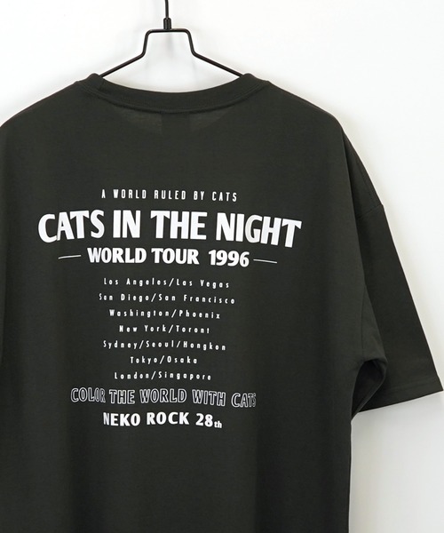 セール】黒猫T ワイド トップス 半袖 グラフィック Tシャツ（T