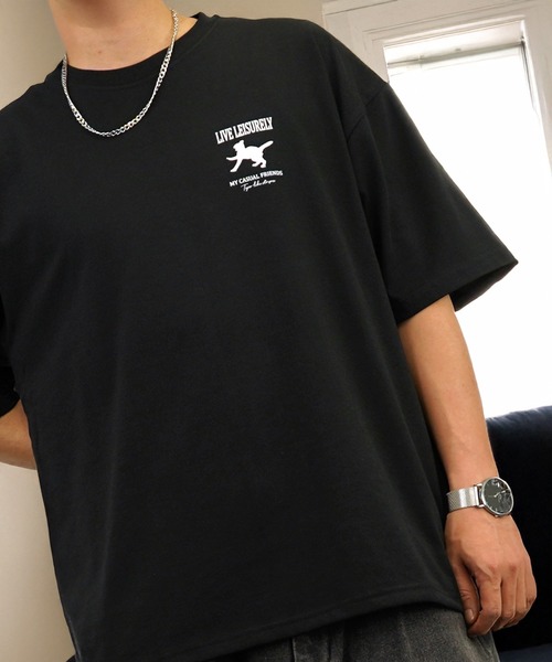 セール】黒猫T ワイド トップス 半袖 グラフィック Tシャツ（T