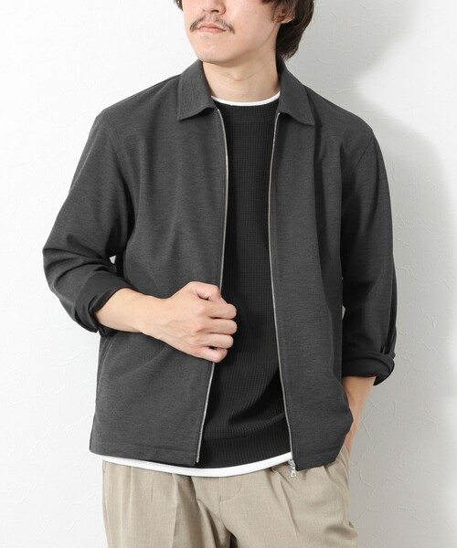 NOLLEY’S(ノーリーズ)の「【Primeflex】《速乾/ストレッチ》ジップシャツブルゾン 25SS(ブルゾン・メンズ・ベージュ/ネイビー/グレー・S/L/M)」の2枚目の写真