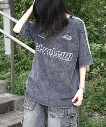 グランジ風ケミカル加工×ゲームプリント / ヴィンテージ半袖Tシャツ ユニセックス / 韓国ストリート×古着風