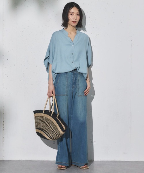 Doux archives（ドゥアルシーヴ）の「ワイドベイカーデニムパンツ（デニムパンツ・レディース・サックスブルー/ダークブルー/ブルー・36/38）」の7枚目の写真