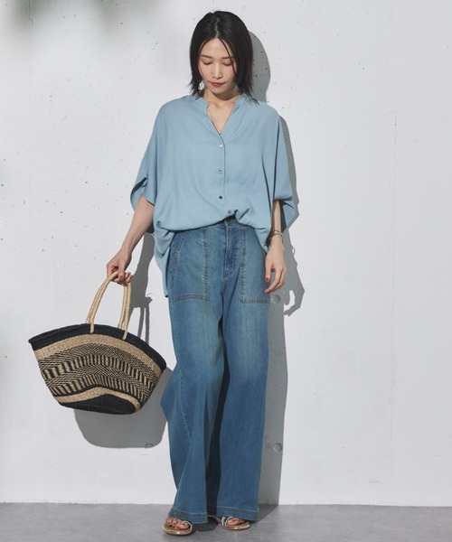 Doux archives（ドゥアルシーヴ）の「ワイドベイカーデニムパンツ（デニムパンツ・レディース・サックスブルー/ダークブルー/ブルー・36/38）」の9枚目の写真