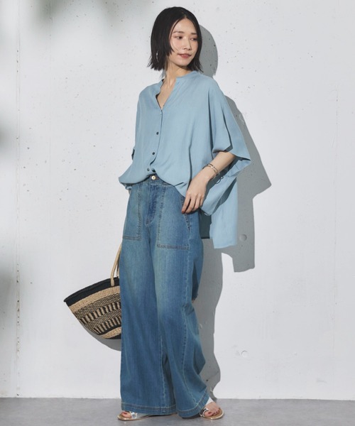 Doux archives（ドゥアルシーヴ）の「ワイドベイカーデニムパンツ（デニムパンツ・レディース・サックスブルー/ダークブルー/ブルー・36/38）」の10枚目の写真