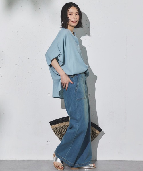 Doux archives（ドゥアルシーヴ）の「ワイドベイカーデニムパンツ（デニムパンツ・レディース・サックスブルー/ダークブルー/ブルー・36/38）」の13枚目の写真