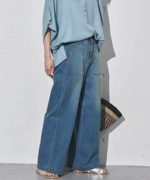 Doux archives（ドゥアルシーヴ）の「ワイドベイカーデニムパンツ（デニムパンツ・レディース・サックスブルー/ダークブルー/ブルー・36/38）」の14枚目の写真