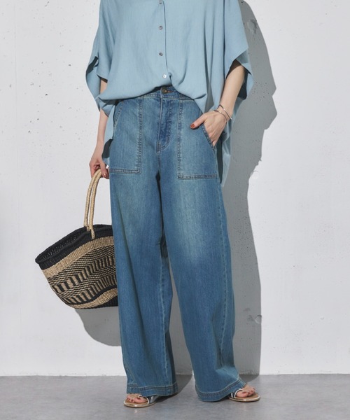 Doux archives（ドゥアルシーヴ）の「ワイドベイカーデニムパンツ（デニムパンツ・レディース・サックスブルー/ダークブルー/ブルー・36/38）」の15枚目の写真