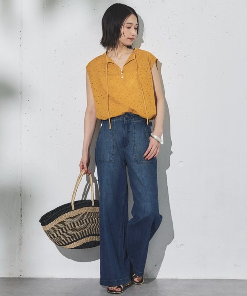 Doux archives（ドゥアルシーヴ）の「ワイドベイカーデニムパンツ（デニムパンツ・レディース・サックスブルー/ダークブルー/ブルー・36/38）」の21枚目の写真