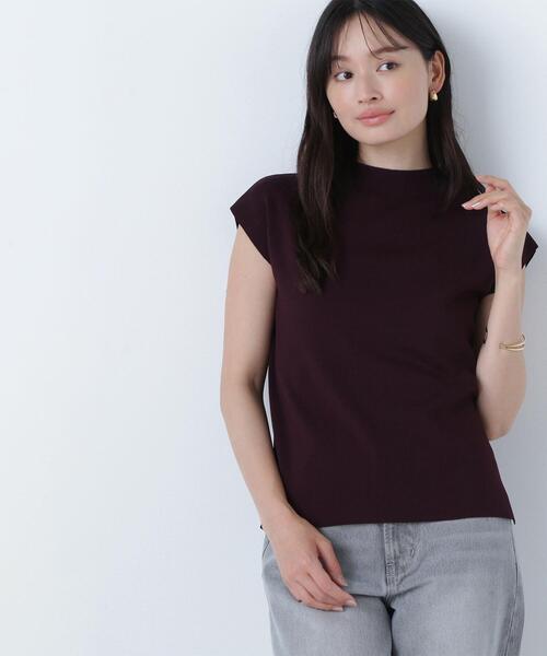 NATURAL BEAUTY BASIC(ナチュラルビューティーベーシック)の「◇総針ベーシックシリーズ モックネックニット(ニット/セーター・レディース・ブラック/オフホワイト/ダークグリーン/ダークブルー/ベージュ/ダークブラウン・FREE)」の4枚目の写真