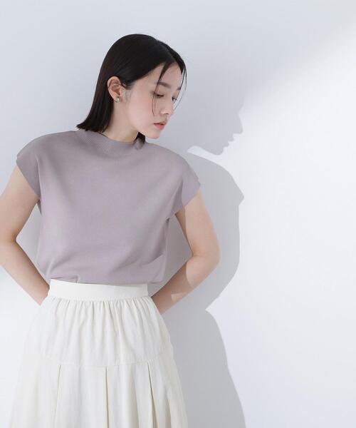 NATURAL BEAUTY BASIC(ナチュラルビューティーベーシック)の「◇総針ベーシックシリーズ モックネックニット(ニット/セーター・レディース・ブラック/オフホワイト/ダークグリーン/ダークブルー/ベージュ/ダークブラウン・FREE)」の5枚目の写真