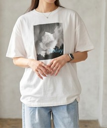 天竺フォトプリント×ロゴオーバーサイズTシャツ