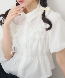 ブラウス　ホワイト セール】Long frill big collar shirt / ロングフリルビック