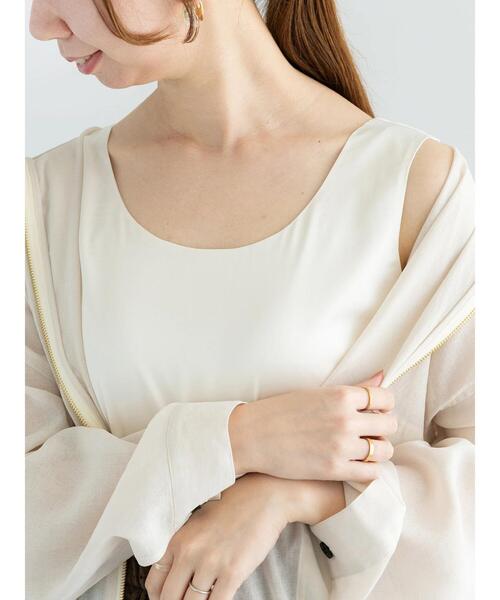 Te chichi(テチチ)の「【松井愛莉着用】前後2WAYサテン×天竺カットタンクトップ(タンクトップ・レディース・チャコールグレー/グレー/オフホワイト・F)」の2枚目の写真