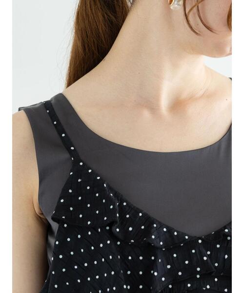 Te chichi(テチチ)の「【松井愛莉着用】前後2WAYサテン×天竺カットタンクトップ(タンクトップ・レディース・チャコールグレー/グレー/オフホワイト・F)」の3枚目の写真