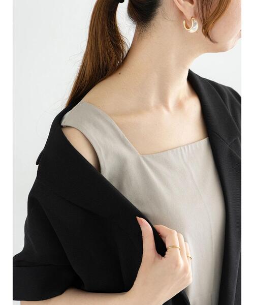 Te chichi(テチチ)の「【松井愛莉着用】前後2WAYサテン×天竺カットタンクトップ(タンクトップ・レディース・チャコールグレー/グレー/オフホワイト・F)」の7枚目の写真