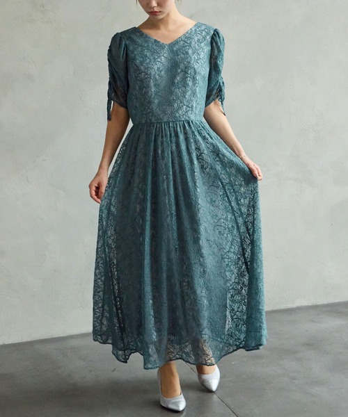 最終値下げ 新品 AIMER エメ レースワンピース ドレス AIMER（エメ） ドレス 「WEB限定」プチハイネック5分袖レース