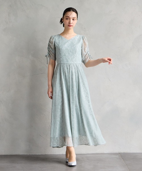 AIMER 袖付きVネックレースパーティードレス AIMER エメ【WEB限定】袖付きVネックレースパーティードレス Lサイズ