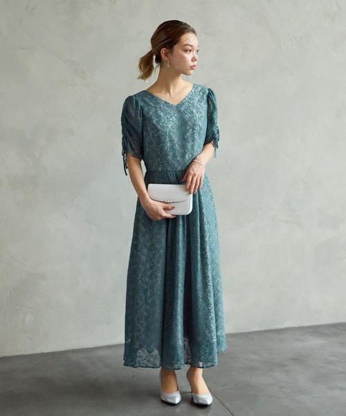 AIMER(エメ)の「総レースドロストスリーブVネックフレアパーティードレス 結婚式 お呼ばれ ドレス 20代 30代 40代(ドレス・レディース・ライトグリーン/ブラック/サックスブルー/ダルブルー系・MEDIUM/SMALL/LARGE/X-LARGE)」の11枚目の写真
