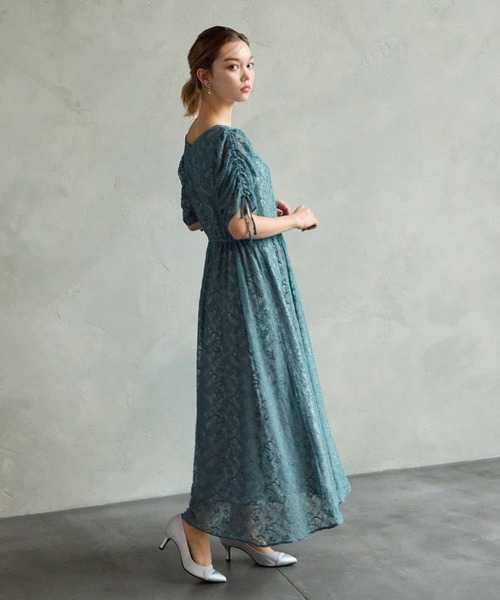 AIMER(エメ)の「総レースドロストスリーブVネックフレアパーティードレス 結婚式 お呼ばれ ドレス 20代 30代 40代(ドレス・レディース・ライトグリーン/ブラック/サックスブルー/ダルブルー系・MEDIUM/SMALL/LARGE/X-LARGE)」の12枚目の写真