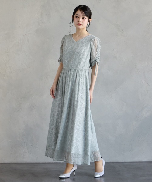 AIMER(エメ)の「総レースドロストスリーブVネックフレアパーティードレス 結婚式 お呼ばれ ドレス 20代 30代 40代(ドレス・レディース・ライトグリーン/ブラック/サックスブルー/ダルブルー系・MEDIUM/SMALL/LARGE/X-LARGE)」の16枚目の写真