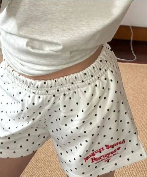 セザンヌ オーガニックコットン 刺繍入り ショートパンツ M_ | カットワーク刺繍ショートパンツ オーガニックコットン使用