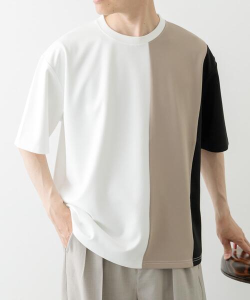 ITEMS URBANRESEARCH（アイテムズ アーバンリサーチ）の「ポンチ切替ショートスリーブトップス（Tシャツ/カットソー・メンズ・ベージュ/ネイビー/グリーン・MEDIUM/LARGE）」の2枚目の写真