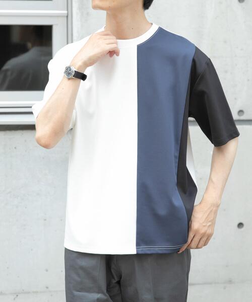 ITEMS URBANRESEARCH（アイテムズ アーバンリサーチ）の「ポンチ切替ショートスリーブトップス（Tシャツ/カットソー・メンズ・ベージュ/ネイビー/グリーン・MEDIUM/LARGE）」の8枚目の写真
