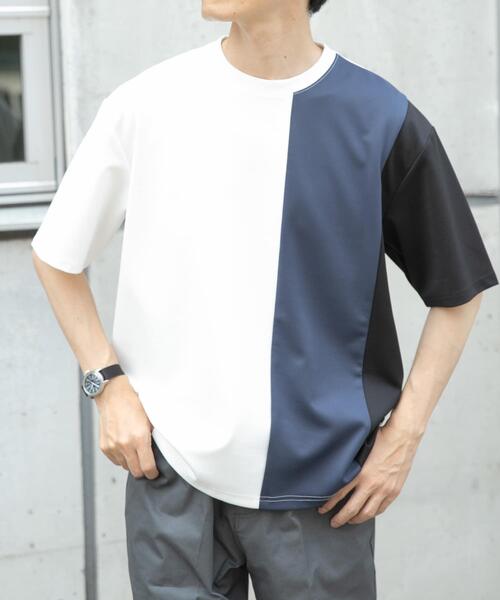 ITEMS URBANRESEARCH（アイテムズ アーバンリサーチ）の「ポンチ切替ショートスリーブトップス（Tシャツ/カットソー・メンズ・ベージュ/ネイビー/グリーン・MEDIUM/LARGE）」の9枚目の写真