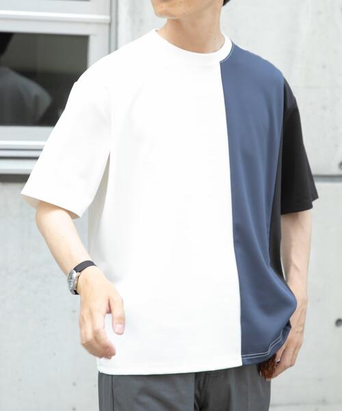 ITEMS URBANRESEARCH（アイテムズ アーバンリサーチ）の「ポンチ切替ショートスリーブトップス（Tシャツ/カットソー・メンズ・ベージュ/ネイビー/グリーン・MEDIUM/LARGE）」の10枚目の写真