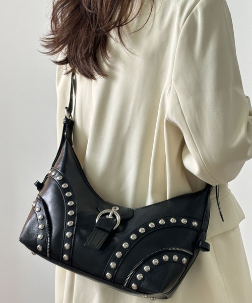 DIESEL スタッズ付きレザーバッグ ナップサック Y2K グランジ 90's-Y2K DIESEL Green Leather Studs Bag Brooke Candy w/bag