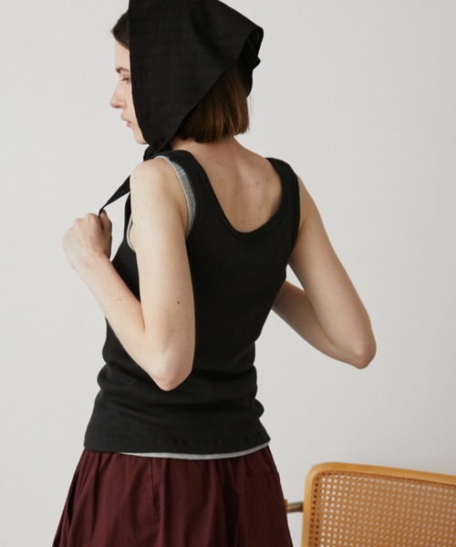 Auntie Rosa Holiday(アンティローザホリデー)の「フロントボタンナローリブタンク(タンクトップ・レディース・グレー/ブラック/ホワイト/ネイビー・FREE)」の20枚目の写真