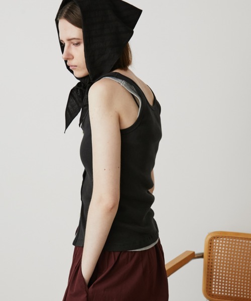 Auntie Rosa Holiday(アンティローザホリデー)の「フロントボタンナローリブタンク(タンクトップ・レディース・グレー/ブラック/ホワイト/ネイビー・FREE)」の21枚目の写真