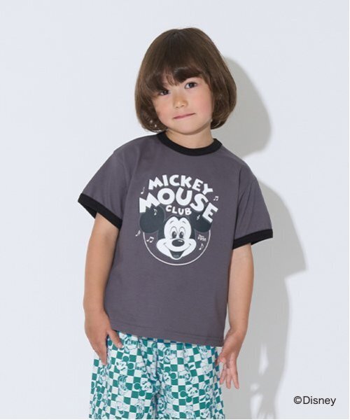b・ROOM（ビールーム）の「【Disney】【カイテキ天竺】アソートプリントリンガーTシャツ（Tシャツ/カットソー・キッズ・オフホワイト/ブルーグレー/チャコール・120cm/130cm/110cm/150cm/140cm/100cm）」の3枚目の写真