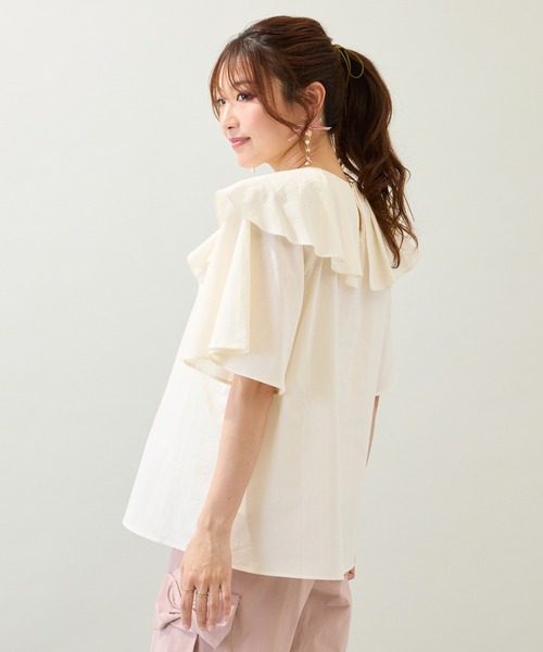 Rose Tiara(ローズティアラ)の「【手洗いOK】ダブルフリルブラウス(シャツ/ブラウス・レディース・オフホワイト/ネイビー/オレンジ・38/42/46)」の19枚目の写真