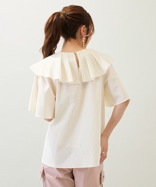 Rose Tiara(ローズティアラ)の「【手洗いOK】ダブルフリルブラウス(シャツ/ブラウス・レディース・オフホワイト/ネイビー/オレンジ・38/42/46)」の18枚目の写真