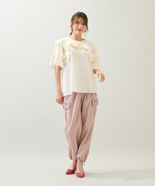 Rose Tiara(ローズティアラ)の「【手洗いOK】ダブルフリルブラウス(シャツ/ブラウス・レディース・オフホワイト/ネイビー/オレンジ・38/42/46)」の16枚目の写真