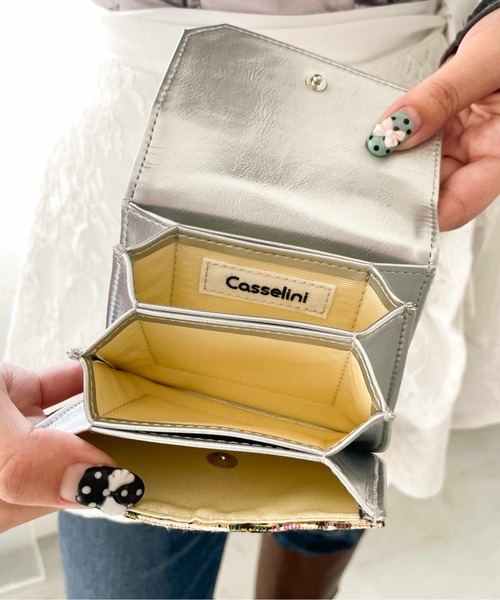 Casselini(キャセリーニ)の「Casselini(キャセリーニ)ジャガードカードケース(カードケース・レディース・サックスブルー/オレンジ/ブラック/ベージュ・FREE)」の9枚目の写真