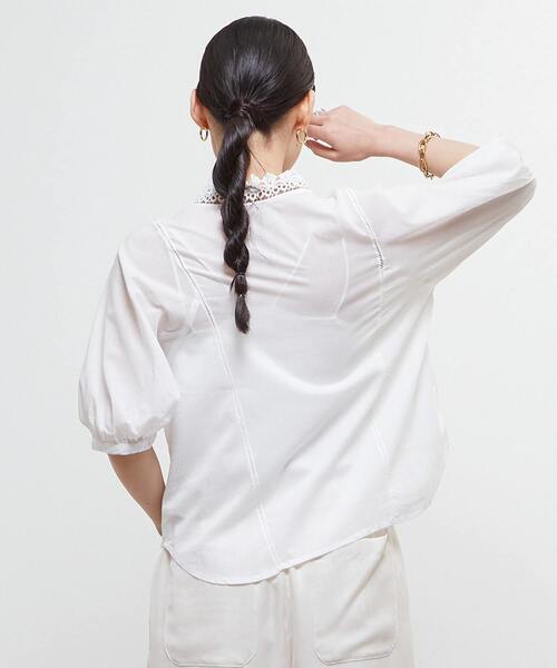 SOFFITTO（ソフィット）の「インド綿レース衿ブラウス（シャツ/ブラウス・レディース・ブラック/オフホワイト/チェリーピンク・FREE）」の7枚目の写真