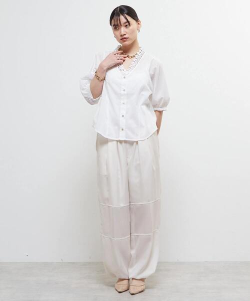 SOFFITTO（ソフィット）の「インド綿レース衿ブラウス（シャツ/ブラウス・レディース・ブラック/オフホワイト/チェリーピンク・FREE）」の10枚目の写真