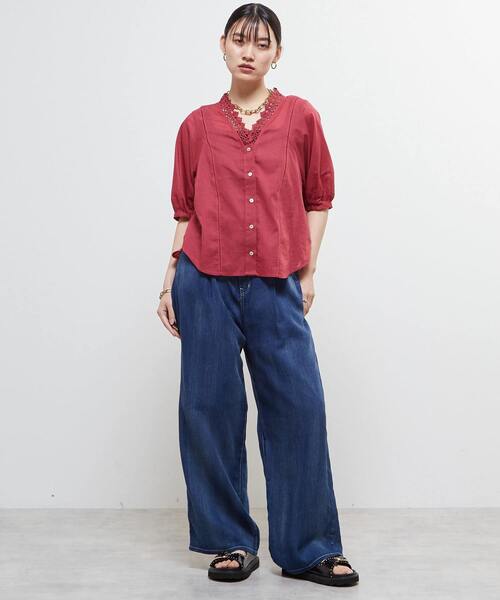 SOFFITTO（ソフィット）の「インド綿レース衿ブラウス（シャツ/ブラウス・レディース・ブラック/オフホワイト/チェリーピンク・FREE）」の19枚目の写真