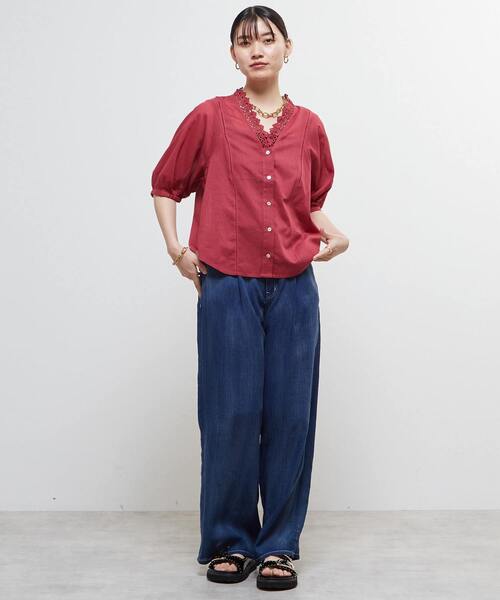 SOFFITTO（ソフィット）の「インド綿レース衿ブラウス（シャツ/ブラウス・レディース・ブラック/オフホワイト/チェリーピンク・FREE）」の20枚目の写真