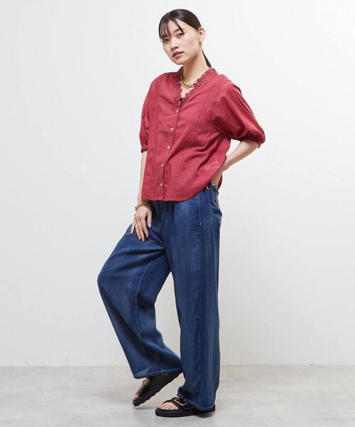 SOFFITTO（ソフィット）の「インド綿レース衿ブラウス（シャツ/ブラウス・レディース・ブラック/オフホワイト/チェリーピンク・FREE）」の21枚目の写真