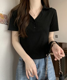 Girly Doll（ガーリードール）の「Vネックポロカラーカットソー（Tシャツ/カットソー）」