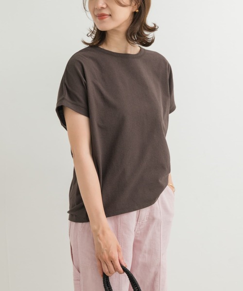 URBAN RESEARCH DOORS(アーバンリサーチドアーズ)の「リネンタッチBACKボタンプルオーバー(Tシャツ/カットソー・レディース・ベージュ系その他/チャコールグレー/オフホワイト・MEDIUM)」の2枚目の写真